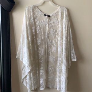 See through floral designed cardigan